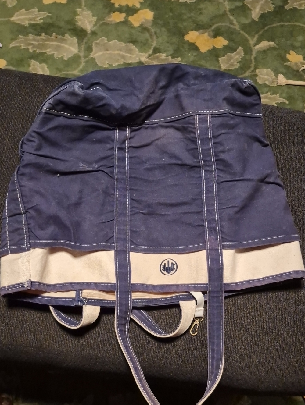 L.L. Bean Navy and Cream Canvas Tote Backpack